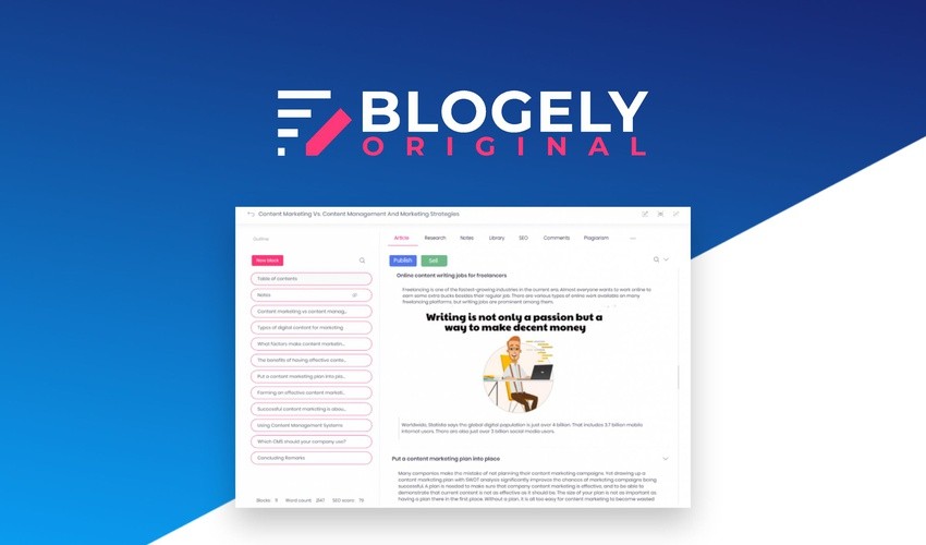 Blogely - An AI Tool for Content Marketers